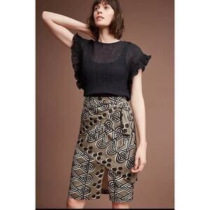 Maeve for Anthropologie Edessa Tribal Batik Print Layered Faux Wrap Skirt Size 8